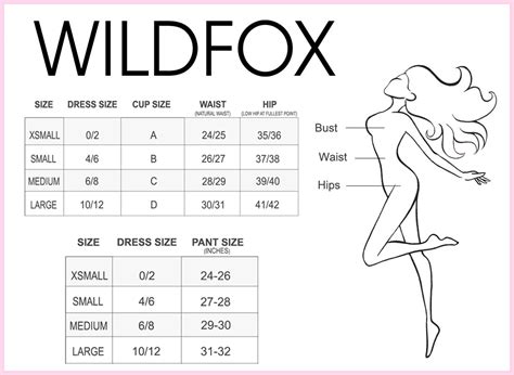 wildfox size chart